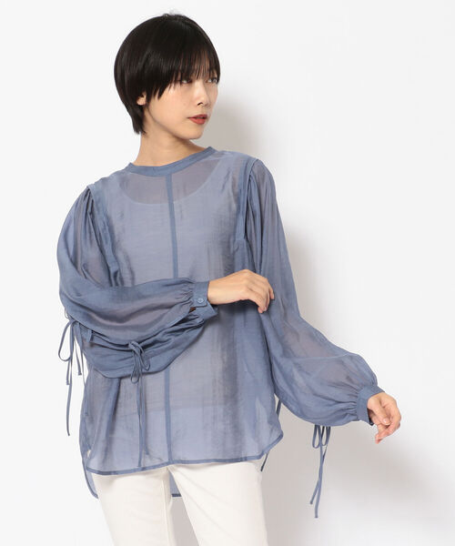 EACH.（イーチ）の「EACH（イーチ）VOLUME SHEER BLOUSE　ボリュームシア―ブラウス（シャツ/ブラウス・レディース・グリーン/ピンク/ブルー・FREE）」の3枚目の写真