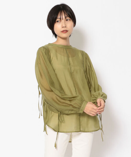 EACH.（イーチ）の「EACH（イーチ）VOLUME SHEER BLOUSE　ボリュームシア―ブラウス（シャツ/ブラウス・レディース・グリーン/ピンク/ブルー・FREE）」の2枚目の写真