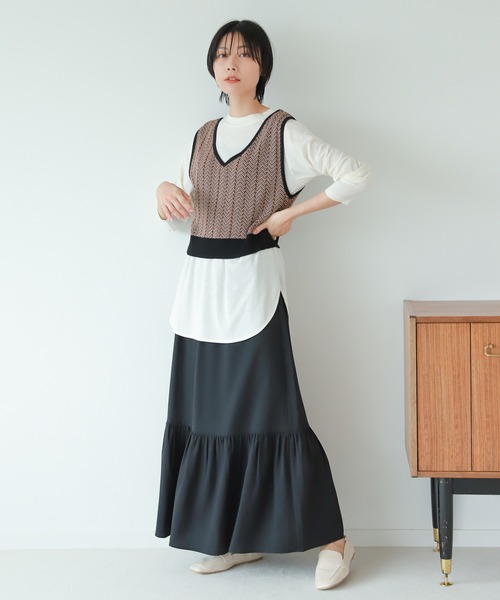 LAKOLE（ラコレ）の「ジャカードティアードスカート / 216474（スカート・レディース・ブラック/ブラウン/グリーン・SMALL/MEDIUM）」の12枚目の写真