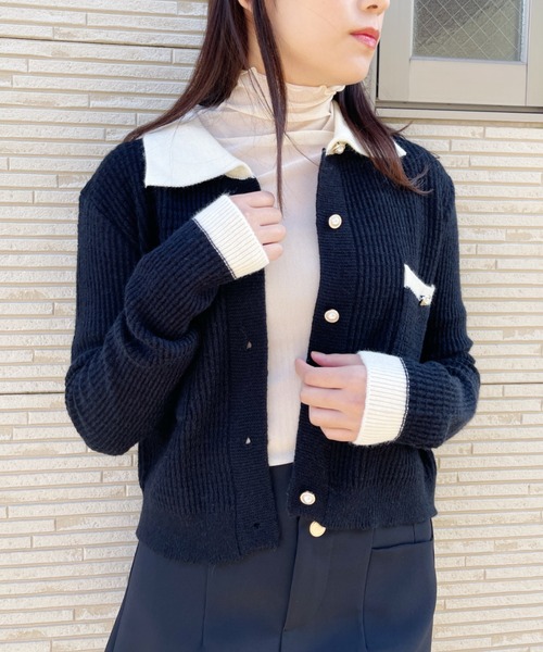 Loueme(ルエム)の「バイカラー襟付きニットカーディガン(カーディガン/ボレロ・レディース・ホワイト/ブラック・FREE)」の22枚目の写真