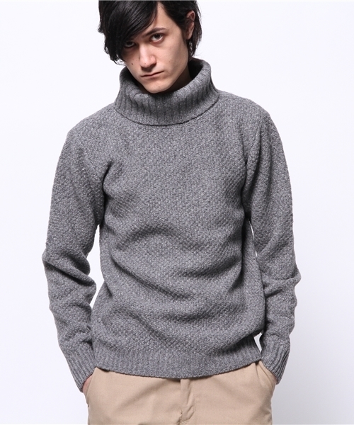 CIAOPANIC（チャオパニック）の「【Ciaopanic】シェットランド鹿子編みタートル（ニット/セーター・メンズ・ネイビー/グレー/ホワイト・MEDIUM/LARGE）」の3枚目の写真