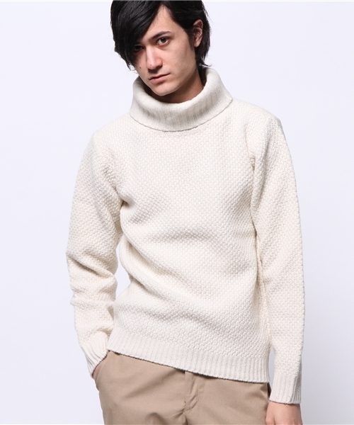 CIAOPANIC（チャオパニック）の「【Ciaopanic】シェットランド鹿子編みタートル（ニット/セーター・メンズ・ネイビー/グレー/ホワイト・MEDIUM/LARGE）」の2枚目の写真