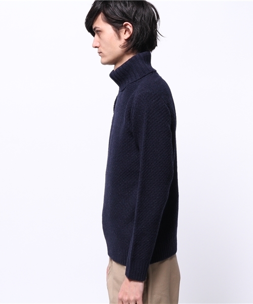 CIAOPANIC（チャオパニック）の「【Ciaopanic】シェットランド鹿子編みタートル（ニット/セーター・メンズ・ネイビー/グレー/ホワイト・MEDIUM/LARGE）」の5枚目の写真