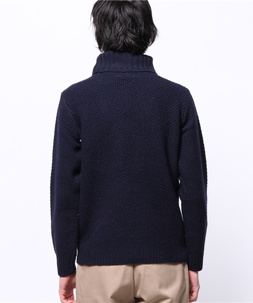 CIAOPANIC（チャオパニック）の「【Ciaopanic】シェットランド鹿子編みタートル（ニット/セーター・メンズ・ネイビー/グレー/ホワイト・MEDIUM/LARGE）」の6枚目の写真