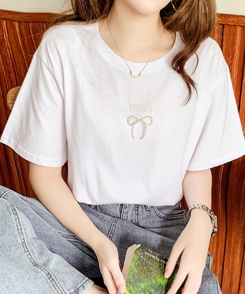 Bifrost（ビフレスト）の「プチリボンＴシャツ（Tシャツ/カットソー・レディース・ホワイト/イエロー/ブルー・M/L）」の2枚目の写真