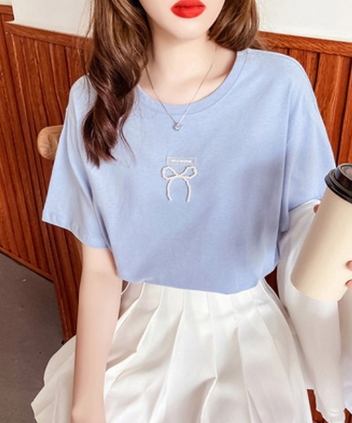 Bifrost（ビフレスト）の「プチリボンＴシャツ（Tシャツ/カットソー・レディース・ホワイト/イエロー/ブルー・M/L）」の3枚目の写真