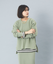 Rouge vif | 【セットアップ対応】ストレッチ片畦フォルムニットプルオーバー(ニット/セーター)