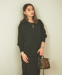 Rouge vif | 【セットアップ対応】ストレッチ片畦フォルムニットプルオーバー(ニット/セーター)