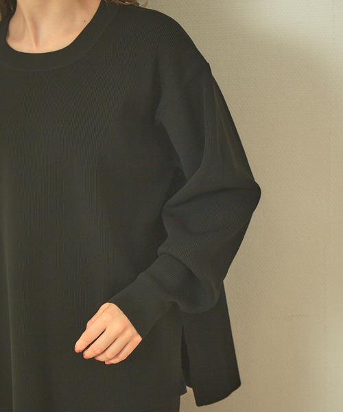 Rouge vif(ルージュヴィフ)の「【セットアップ対応】ストレッチ片畦フォルムニットプルオーバー(ニット/セーター・レディース・アイボリー/セージグリーン/ブラック・フリー)」の8枚目の写真