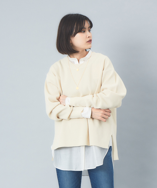 Rouge vif(ルージュヴィフ)の「【セットアップ対応】ストレッチ片畦フォルムニットプルオーバー(ニット/セーター・レディース・アイボリー/セージグリーン/ブラック・フリー)」の5枚目の写真