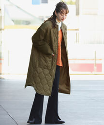 Ray BEAMS | Ray BEAMS / 袖キリカエ キルティング コート(ノーカラーコート)