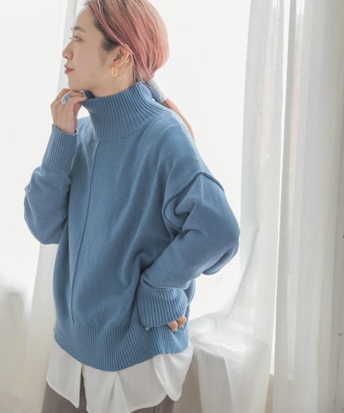 ITEMS URBANRESEARCH（アイテムズ アーバンリサーチ）の「ハイネックワイドニット（ニット/セーター・レディース・ブルー/グリーン/オフホワイト/ブラック/ホワイト/パープル/モカ/オレンジ・FREE）」の7枚目の写真