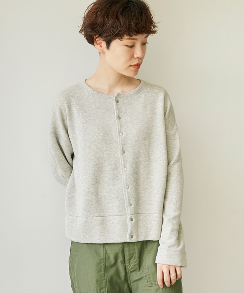 note et silence （ノートエシロンス）の「C/ラムウールダブルフェイス　スナップカーディガン（カーディガン/ボレロ・レディース・グレー/ダークブルー・FREE）」の2枚目の写真