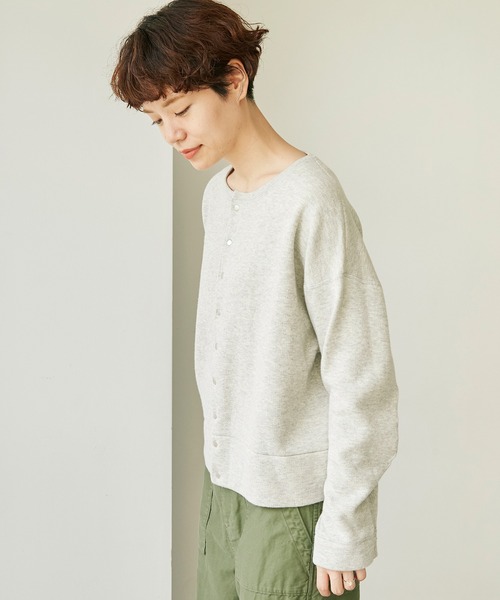 note et silence （ノートエシロンス）の「C/ラムウールダブルフェイス　スナップカーディガン（カーディガン/ボレロ・レディース・グレー/ダークブルー・FREE）」の9枚目の写真