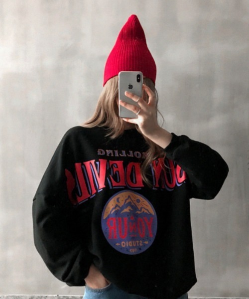 NANING9（ナンニング）の「NANING9 DEVILSトレーナー（スウェット・レディース・ブラック/ブルー・FREE）」の8枚目の写真