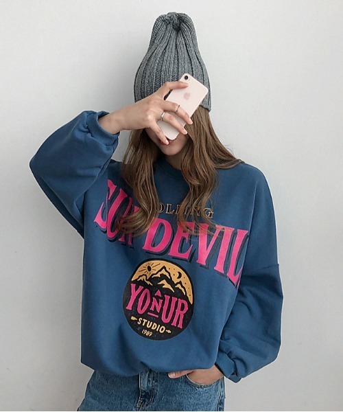 NANING9（ナンニング）の「NANING9 DEVILSトレーナー（スウェット・レディース・ブラック/ブルー・FREE）」の13枚目の写真