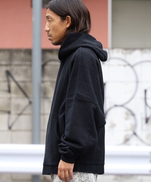 CAL O LINE（キャルオーライン）の「CAL O LINE/キャルオーライン INTEGRATE HOODY ニット フーディー（パーカー・メンズ・キャメル/ブラック・L/M/XL）」の3枚目の写真