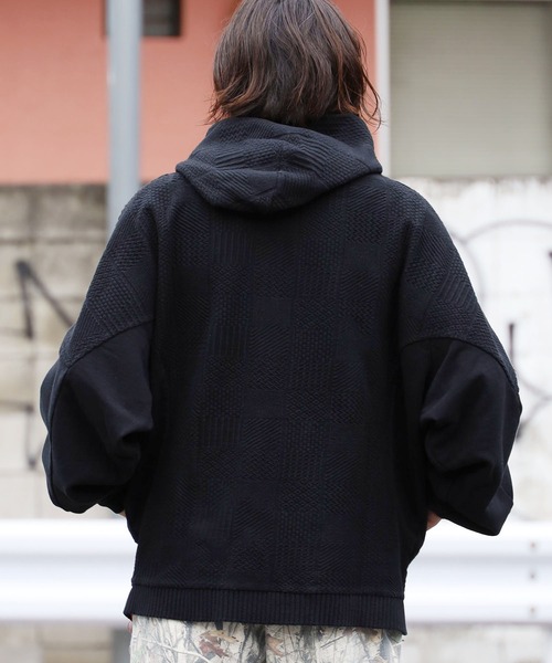 CAL O LINE（キャルオーライン）の「CAL O LINE/キャルオーライン INTEGRATE HOODY ニット フーディー（パーカー・メンズ・キャメル/ブラック・L/M/XL）」の4枚目の写真
