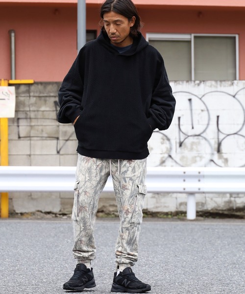 CAL O LINE（キャルオーライン）の「CAL O LINE/キャルオーライン INTEGRATE HOODY ニット フーディー（パーカー・メンズ・キャメル/ブラック・L/M/XL）」の14枚目の写真