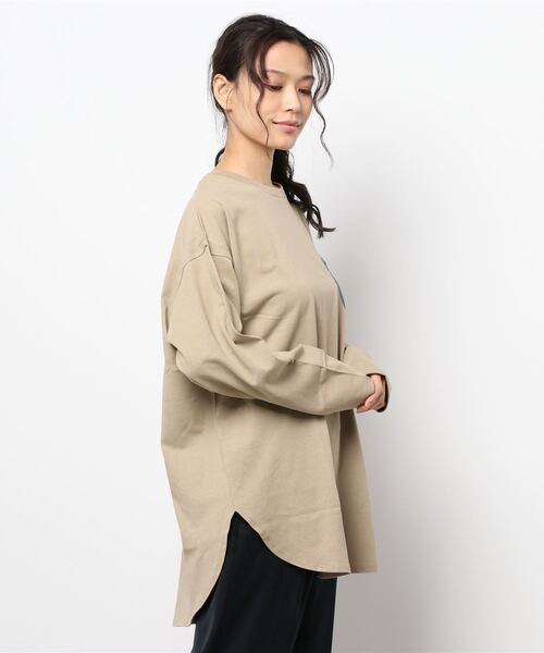 Lee（リー）の「【LEE／リー】デニムポケットロングスリーブTシャツ オーガニックコットン使用（Tシャツ/カットソー・レディース・ダークベージュ/ブラック/ホワイト/ライトブラウン・FREE）」の6枚目の写真