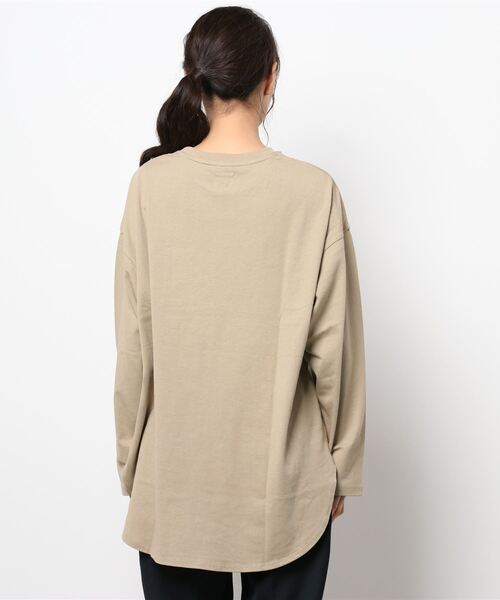 Lee（リー）の「【LEE／リー】デニムポケットロングスリーブTシャツ オーガニックコットン使用（Tシャツ/カットソー・レディース・ダークベージュ/ブラック/ホワイト/ライトブラウン・FREE）」の5枚目の写真