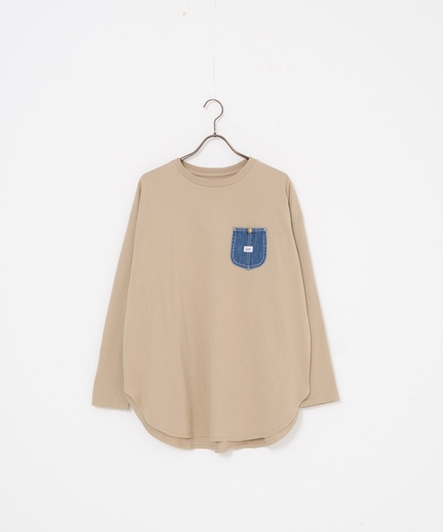 Lee（リー）の「【LEE／リー】デニムポケットロングスリーブTシャツ オーガニックコットン使用（Tシャツ/カットソー・レディース・ダークベージュ/ブラック/ホワイト/ライトブラウン・FREE）」の12枚目の写真