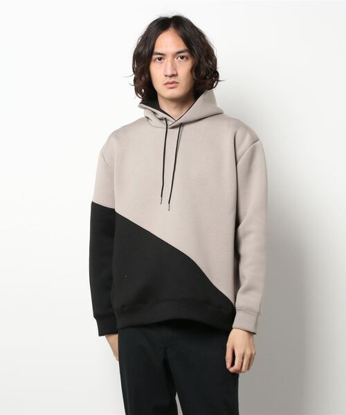 semantic design（セマンティックデザイン）の「セマンティックデザイン/semantic design ストレッチダンボール 配色切替ビッグプルパーカー（パーカー・メンズ・ベージュ/ホワイト/ライトグレー・MEDIUM/LARGE/X-LARGE）」の6枚目の写真