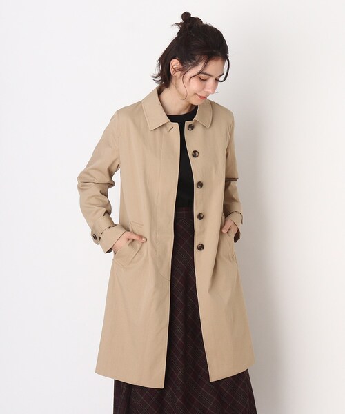 DRESKIP（ドレスキップ）の「◆撥水ステンカラーコート（ステンカラーコート・レディース・サンドベージュ/ダークオレンジ/ネイビー・02/03/04）」の2枚目の写真