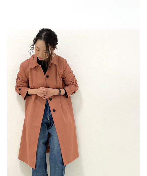 DRESKIP（ドレスキップ）の「◆撥水ステンカラーコート（ステンカラーコート・レディース・サンドベージュ/ダークオレンジ/ネイビー・02/03/04）」の4枚目の写真