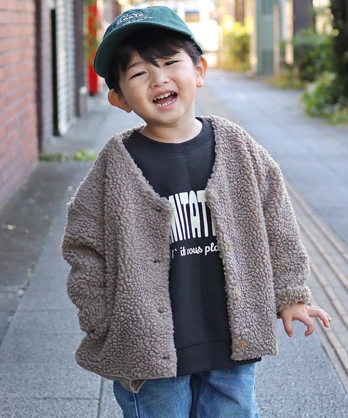 CIAOPANIC TYPY(チャオパニックティピー)の「【KIDS】【ZOZOTOWN限定】ボアカーディガン(ノーカラージャケット・キッズ・サックスブルー/アイボリー/モカ/ベージュ・LARGE/MEDIUM/XX-LARGE/SMALL/X-LARGE)」の3枚目の写真