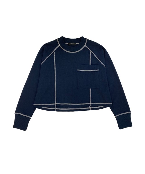 Avvenente（アベネンテ）の「【Avvenente】ワッフルロングTシャツ（Tシャツ/カットソー・レディース・ネイビー/オフホワイト/イエロー・FREE）」の8枚目の写真