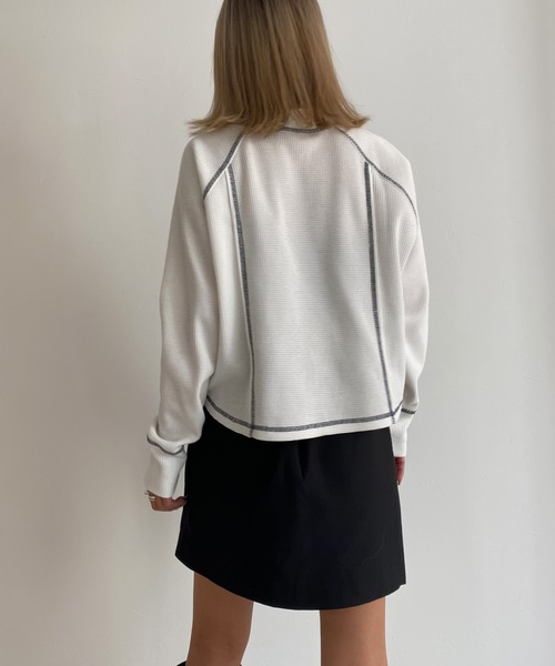 Avvenente（アベネンテ）の「【Avvenente】ワッフルロングTシャツ（Tシャツ/カットソー・レディース・ネイビー/オフホワイト/イエロー・FREE）」の9枚目の写真