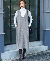 coca（coca） | ヘリンボン柄Vネックワンピース(ワンピース)