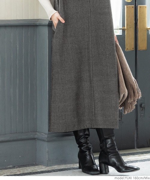 coca（coca）（コカ）の「ヘリンボン柄Vネックワンピース（ワンピース・レディース・ブラック系その他/A/B・ONE SIZE/M/L）」の11枚目の写真