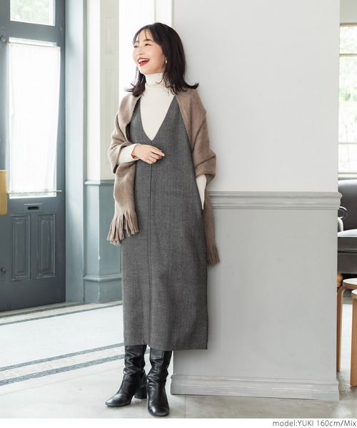 coca（coca）（コカ）の「ヘリンボン柄Vネックワンピース（ワンピース・レディース・ブラック系その他/A/B・ONE SIZE/M/L）」の13枚目の写真