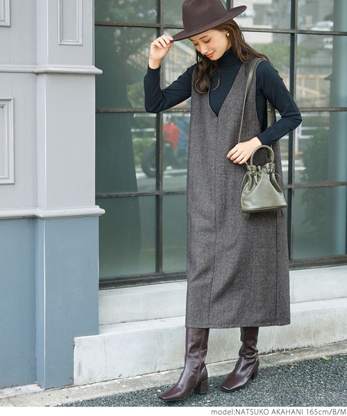 coca（coca）（コカ）の「ヘリンボン柄Vネックワンピース（ワンピース・レディース・ブラック系その他/A/B・ONE SIZE/M/L）」の22枚目の写真