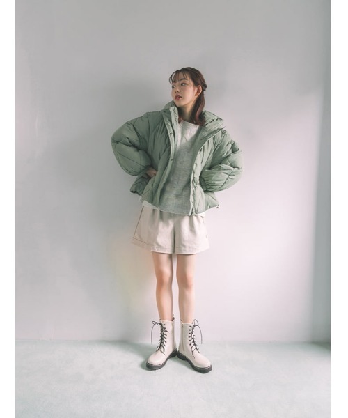 グレー 花柄 ダウンジャケット ダウンジャケット/コート（花柄・ボタニカル柄）ファッション