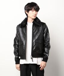 AVIATOR JACKET IN AGEDレザーシアリング 61488417b_b_04_215.jpg