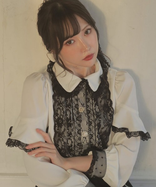 Swankiss(スワンキス)の「YY dramatic B/L(シャツ/ブラウス・レディース・ホワイト/ピンク/ブラック・FREE)」の1枚目の写真