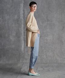 Drawer ドゥロワー コットンヘムドットボタンパンツ ブルー 38 Drawer（ドゥロワー）の「＜Drawer（ドゥロワー）＞ コットンヘム