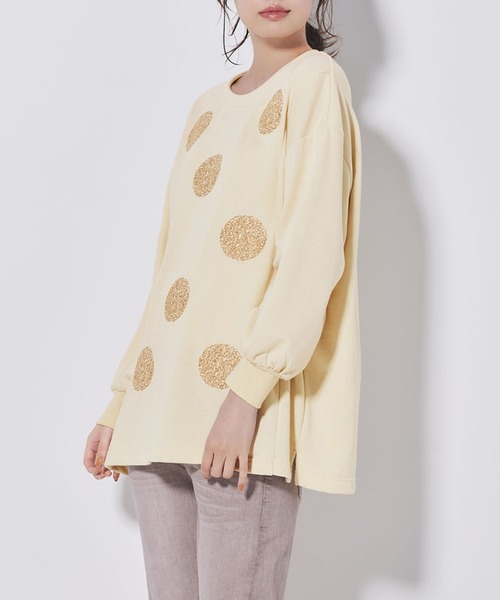 RANAN（ラナン）の「ドット刺しゅうカットソーゆるプルオーバー（Tシャツ/カットソー・レディース・オフホワイト/杢グレー/チャコール・LL/M/L）」の2枚目の写真
