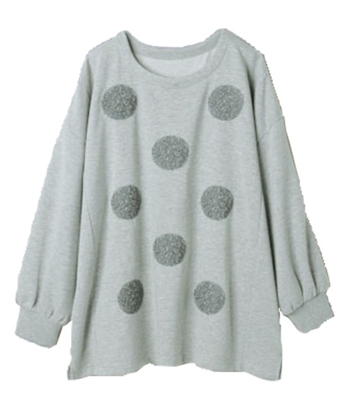 RANAN（ラナン）の「ドット刺しゅうカットソーゆるプルオーバー（Tシャツ/カットソー・レディース・オフホワイト/杢グレー/チャコール・LL/M/L）」の6枚目の写真