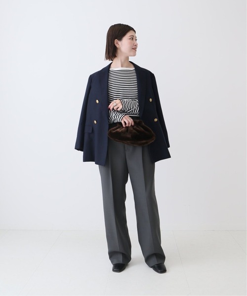 Spick & Span（スピックアンドスパン）の「≪追加≫GIZACOTTONボーダーロングT3◆（Tシャツ/カットソー・レディース・アイボリー/ブラウン・FREE）」の14枚目の写真