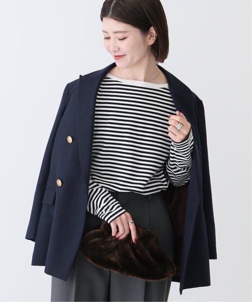 Spick & Span（スピックアンドスパン）の「≪追加≫GIZACOTTONボーダーロングT3◆（Tシャツ/カットソー・レディース・アイボリー/ブラウン・FREE）」の3枚目の写真