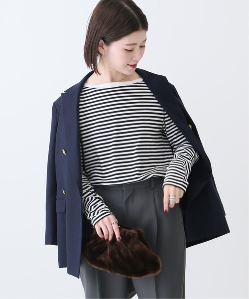 Spick & Span（スピックアンドスパン）の「≪追加≫GIZACOTTONボーダーロングT3◆（Tシャツ/カットソー・レディース・アイボリー/ブラウン・FREE）」の20枚目の写真