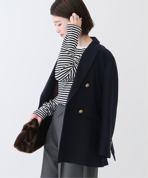 Spick & Span（スピックアンドスパン）の「≪追加≫GIZACOTTONボーダーロングT3◆（Tシャツ/カットソー・レディース・アイボリー/ブラウン・FREE）」の10枚目の写真