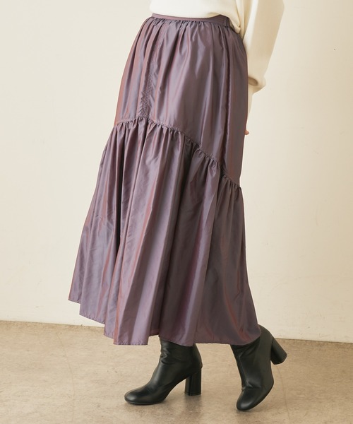 Lui's(ルイス)の「シャンブレータフタギャザーロングスカート(スカート・レディース・ブラック/パープル/グリーン・FREE)」の1枚目の写真