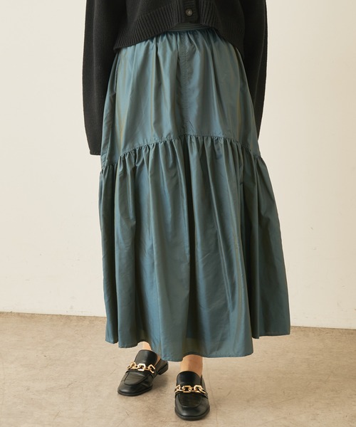 Lui's(ルイス)の「シャンブレータフタギャザーロングスカート(スカート・レディース・ブラック/パープル/グリーン・FREE)」の3枚目の写真