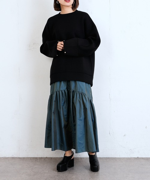 Lui's(ルイス)の「シャンブレータフタギャザーロングスカート(スカート・レディース・ブラック/パープル/グリーン・FREE)」の8枚目の写真