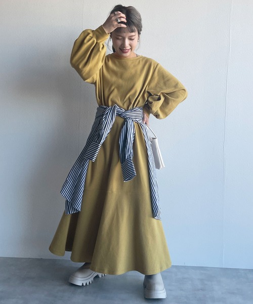 w closet（ダブルクローゼット）の「起毛スムースマーメイドワンピース（ワンピース・レディース・ブラック/ライム/マスタード・FREE）」の10枚目の写真